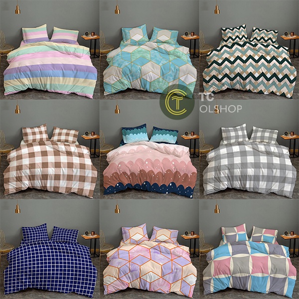 Sprei Homemade Motif Kotak Aesthetic 180x200 160x200 120x200 Sprei Saja Tanpa Sarban Anti Geser Murah