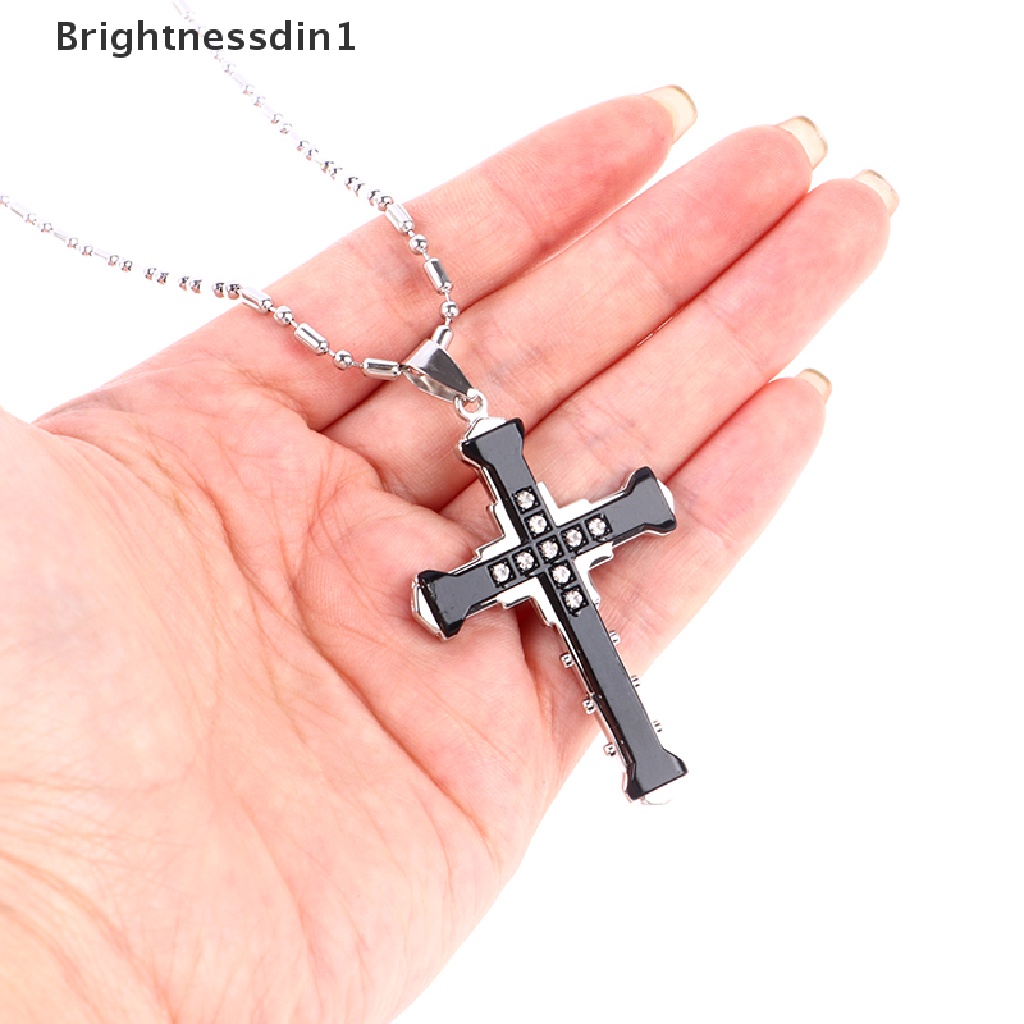 [Brightnessdin1] Salib Kristal Pria Yesus Liontin Salib Pendant Kalung Stainless Steel Perhiasan Butik