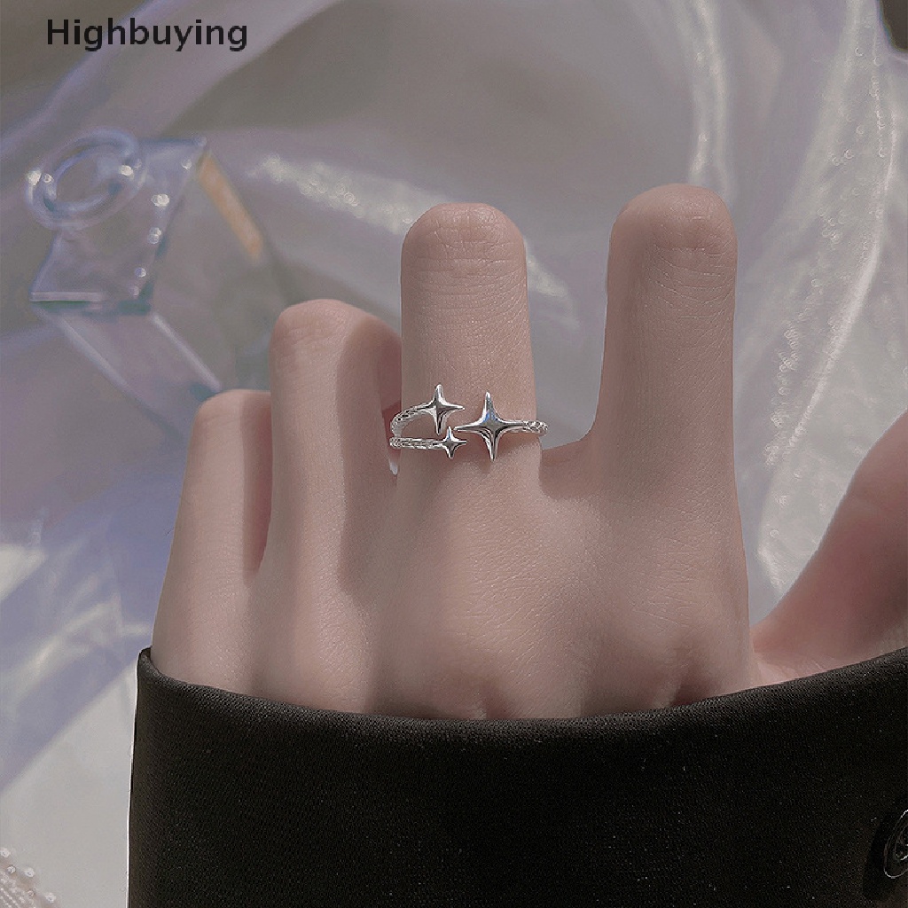 Hbid Mode Baru Empat Runcing Bintang Cincin Untuk Wanita Sederhana Pembukaan Adjustable Jari Cincin Bintang Bersinar Perhiasan Pesta Hadiah Glory