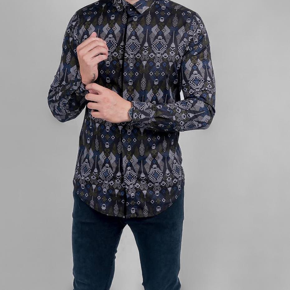 ➤ DGM Fashion Kemeja Batik Songket Pria Batik Pria Lengan Panjang Batik Premium Batik Songket ❉
