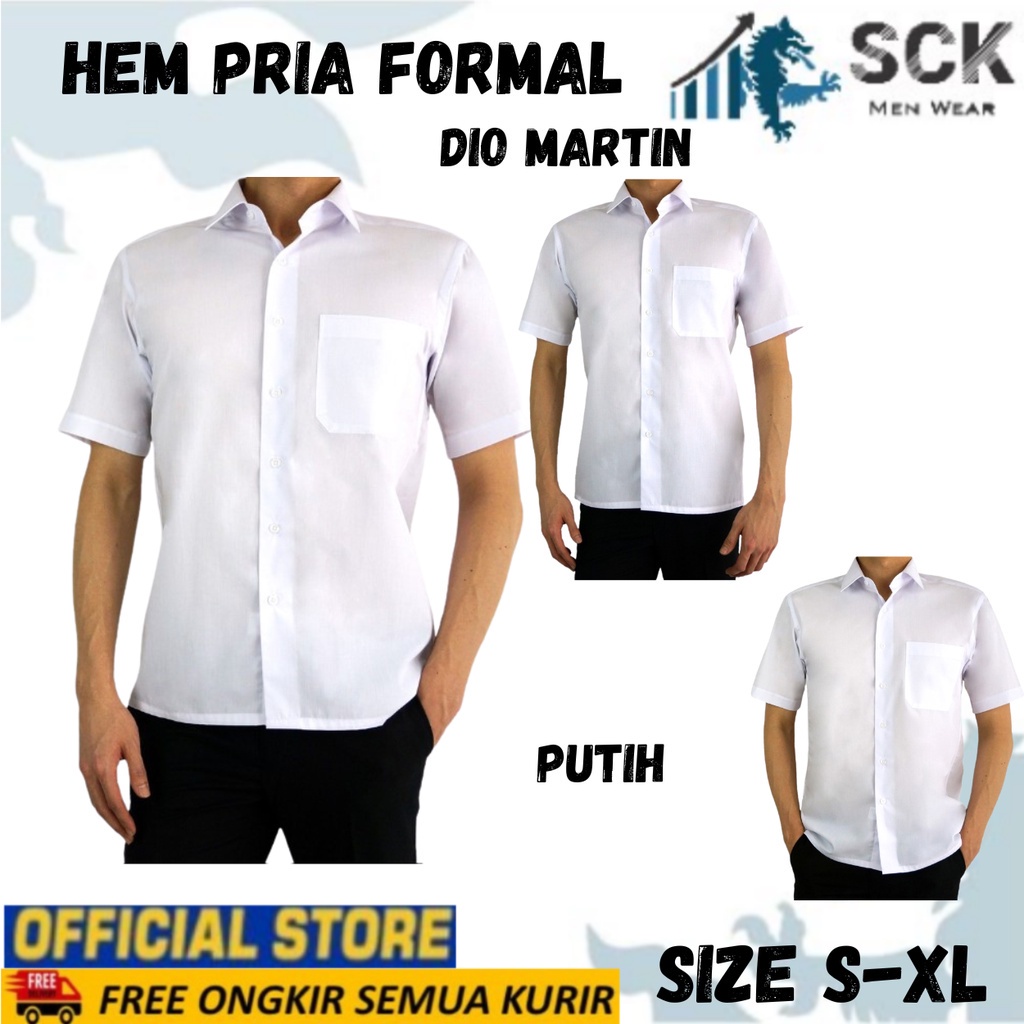 Kemeja Lengan PENDEK DIO MARTIN Polos Pria / Hem Kerja Kantor / Pakaian Formal Cowok - sckmenwear GROSIR