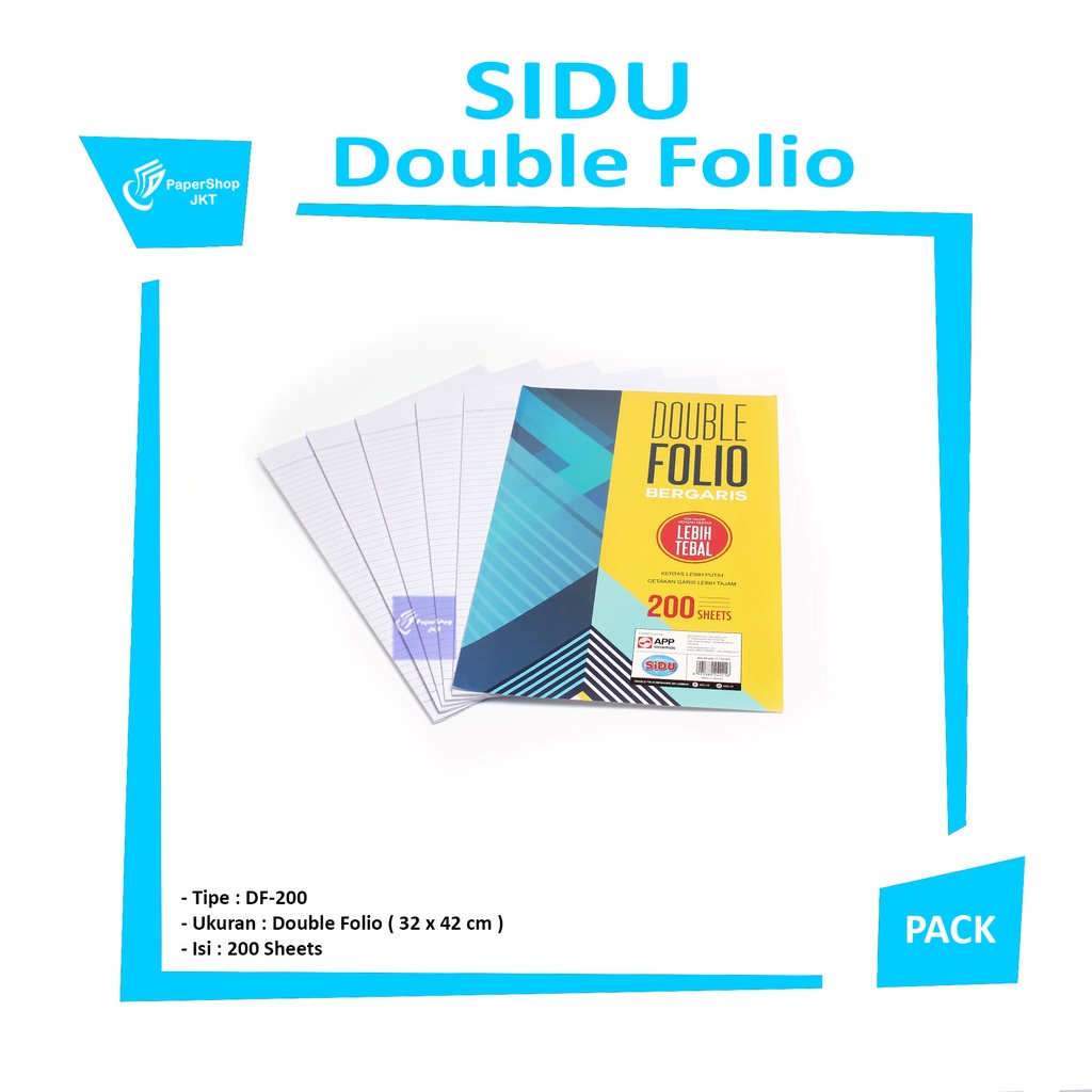 

SIDU - Kertas Double Folio Bergaris 200 Lembar - Pack