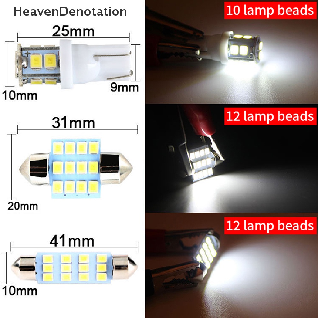 [HeavenDenotation] 20pcs Interior Lampu Mobil Dome Light Car Bulb Kit Set T10 31mm 41mm LED Interior Pengganti Plat Lampu Bohlam HDV