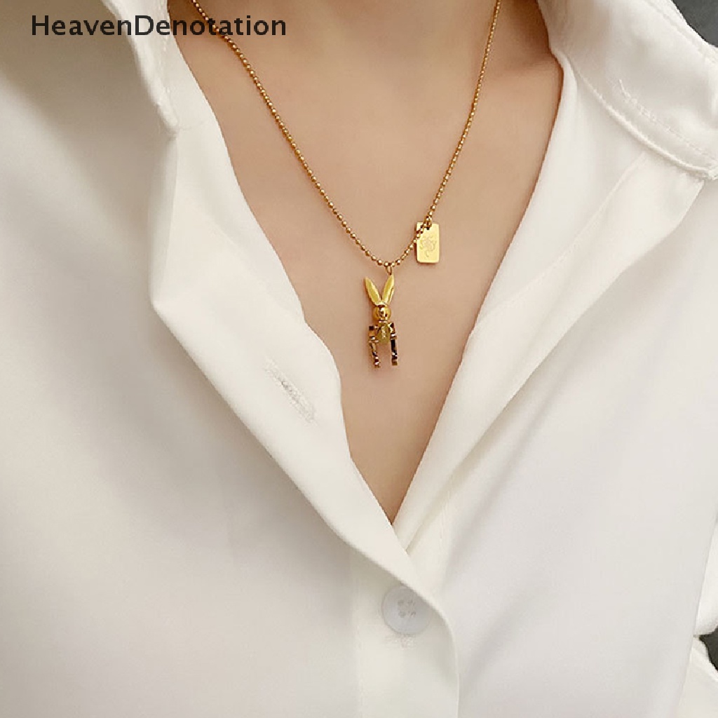 [HeavenDenotation] Trendy Kelinci Liontin Kalung Baja Titanium Gothic Pecinta Liontin Keberuntungan Kelinci Perhiasan Untuk Wanita Aksesoris Fashion HDV