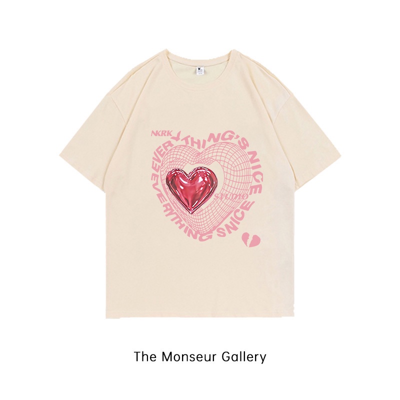 The Monseur Gallery T-shirt Washed Oversize Pink Love | Kaos Hitam A0112