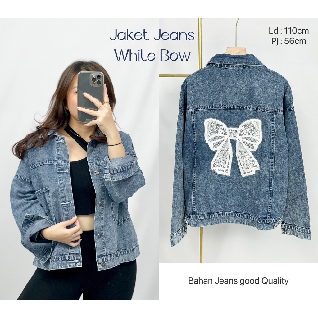 FS - Jaket Jeans White Bow