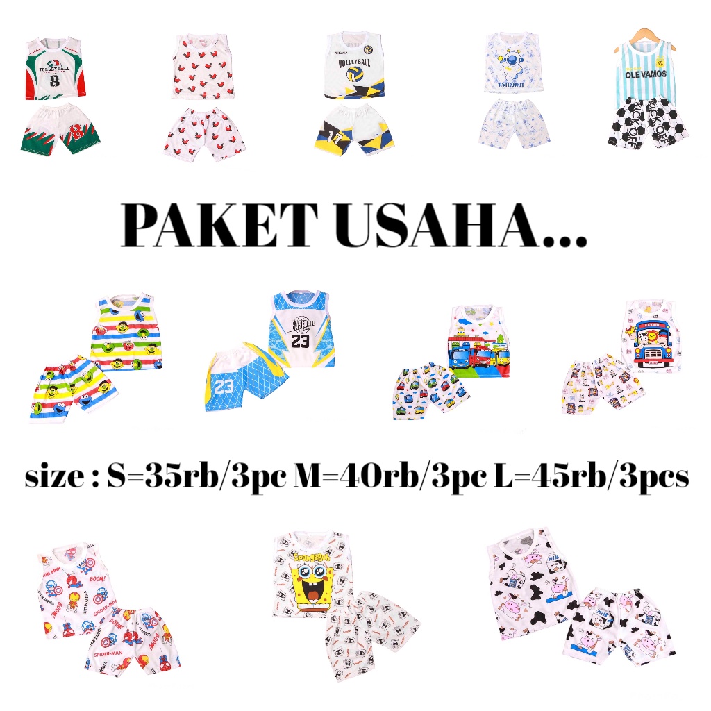 PAKET USAHA!!! gambar dikirim RANDOM ( SETELAN SINGLET )
