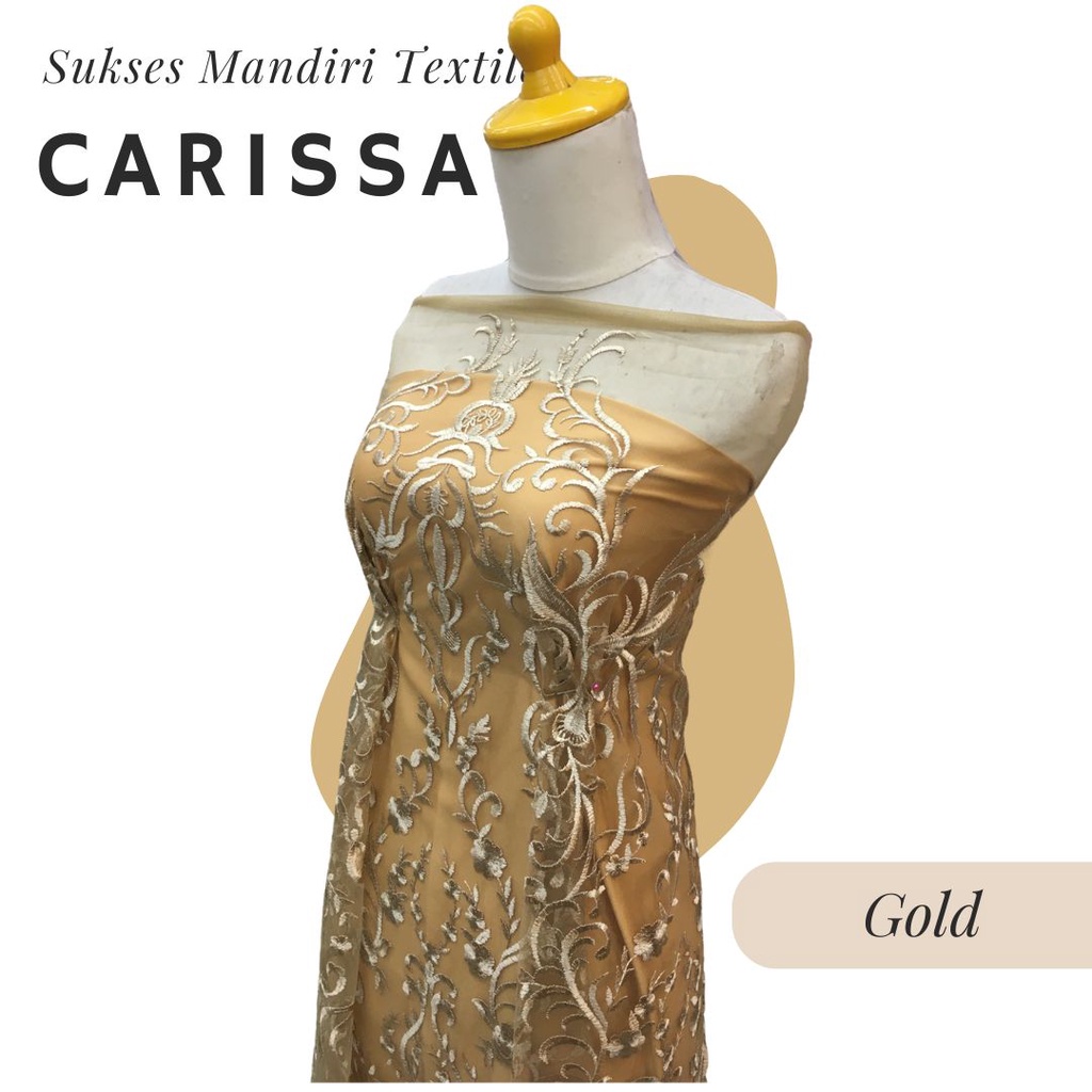 [CARISSA] Brokat Brukat Tile Premium Mewah Warna Gold Emas Mas Kuning | Harga ½ meter = 50 cm (Bahan