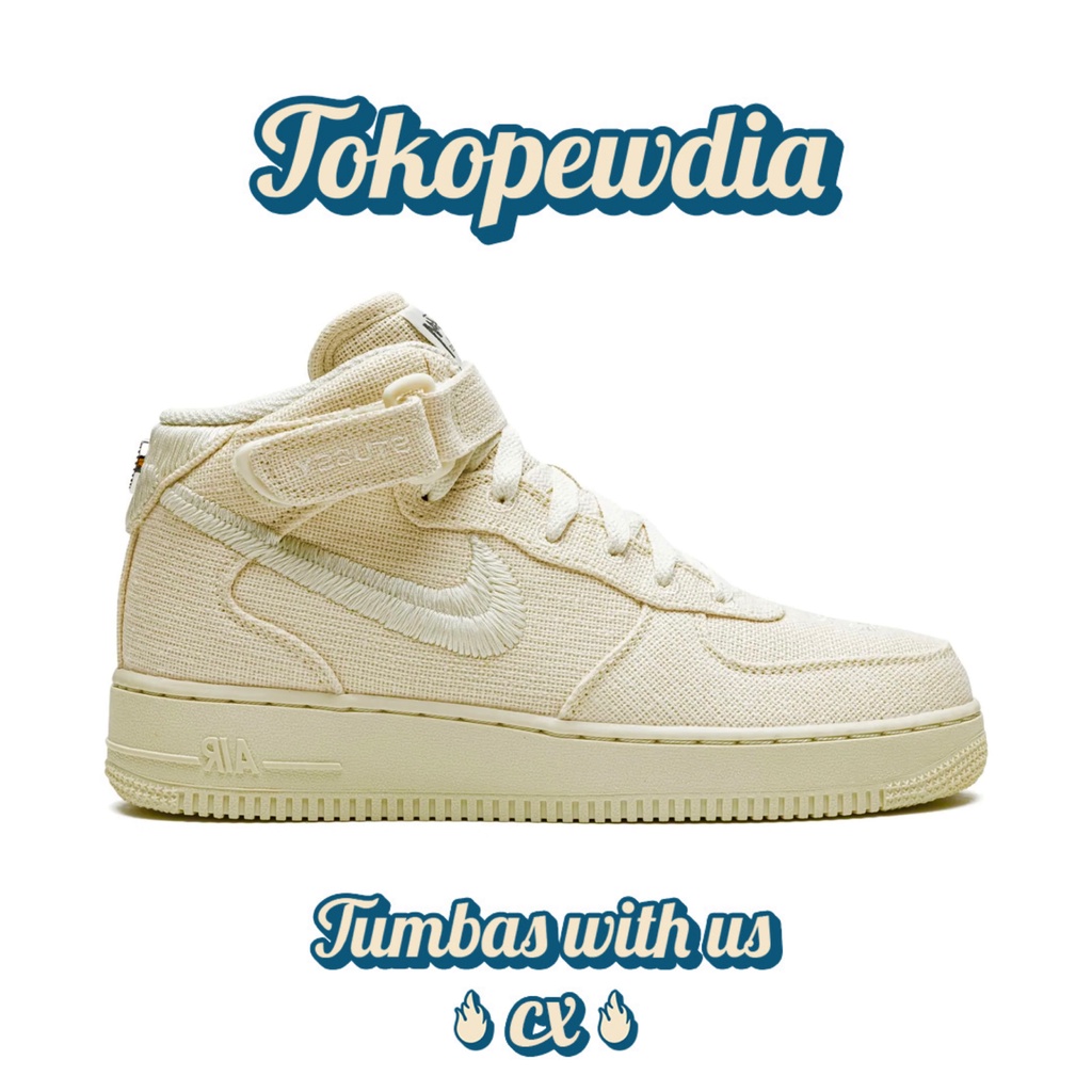 Nike Air Force 1 Mid Stussy F0ssil