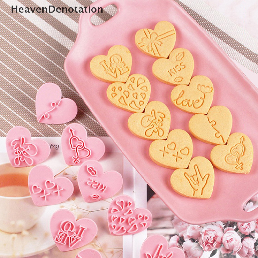 [HeavenDenotation] 10pcs/set Valene's Day Heart Cookie Mold Love You Letter Heart Fondant Stamp HDV