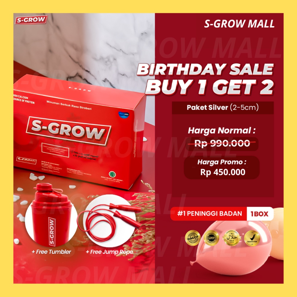 GRATIS ONGKIR S-GROW PENINGGI BADAN S-GROW