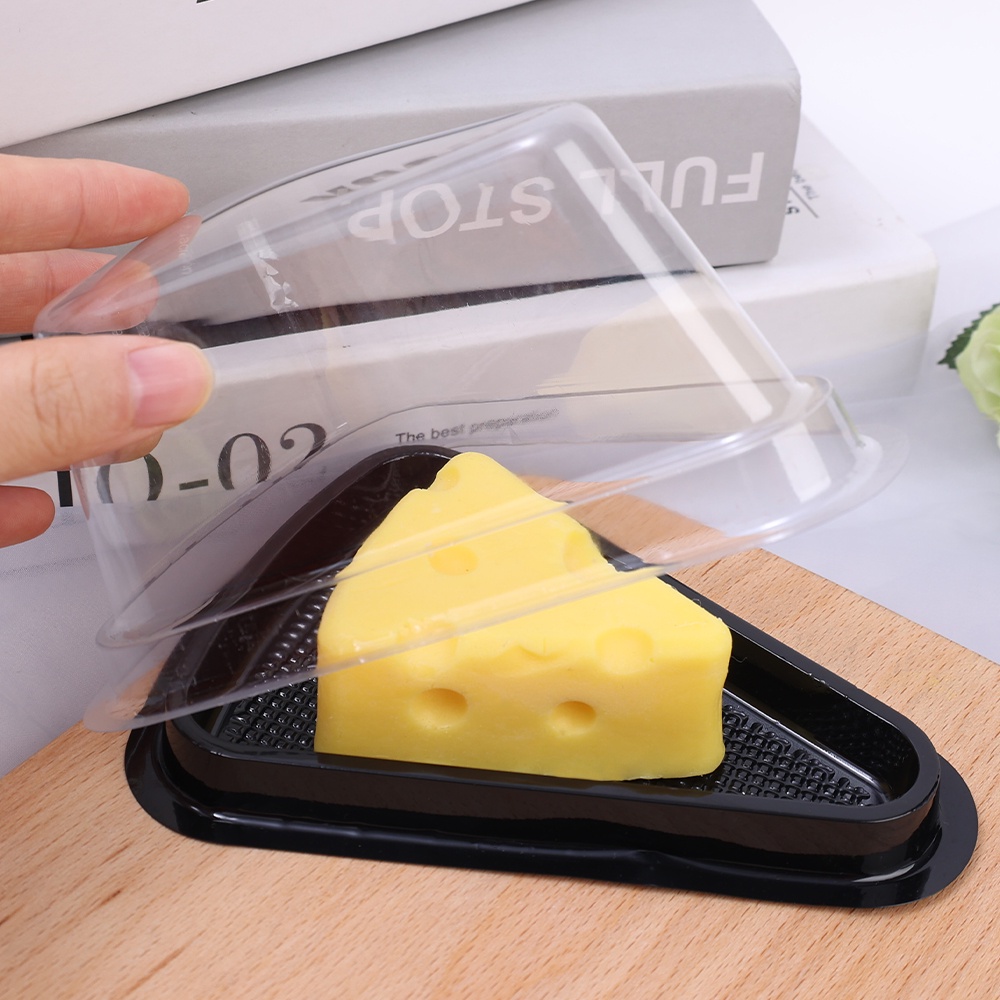 [Harga Grosir] Kotak Kue Segitiga Bening 8inci Perlengkapan Penyimpanan Makanan Bakery Rumahan Portable Dessert Packing Box Sealed Cheese Bread Container