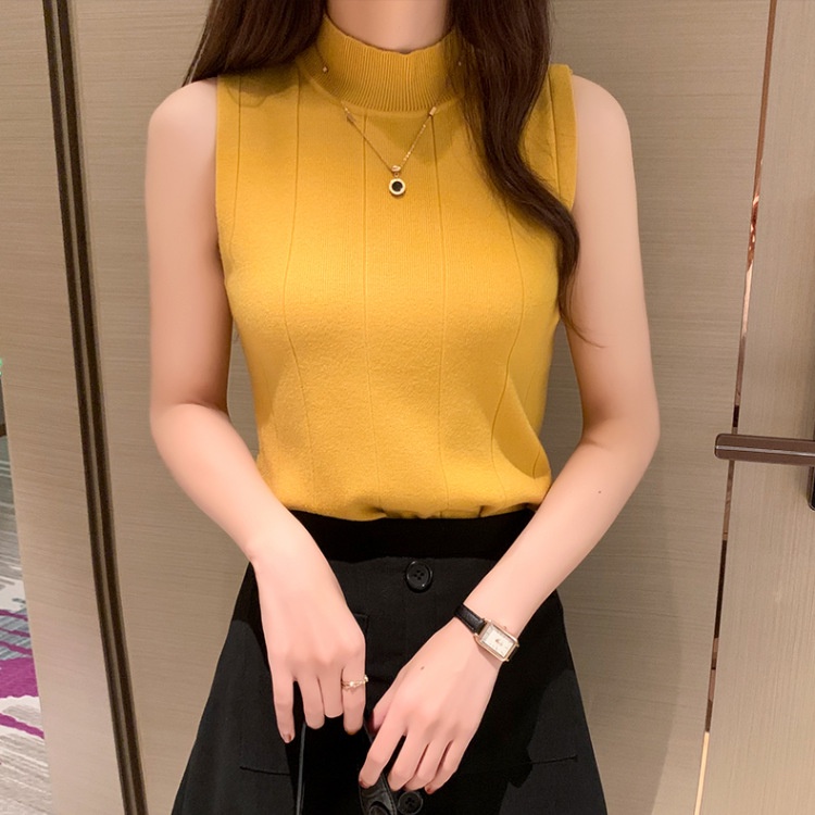 Miss H ~ 218 Pakaian Wanita Sleeveless Knit Top Import Turtle Neck Tanktop Inner Korean Style Fashion Wanita