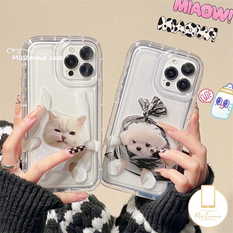 Kartun Lucu Indah Kucing Anjing Pasangan Cover Untuk Xiaomi Redmi9 12C 10CA1 9A 10A 9T 10 9C NFC Redmi Note 11 10 10s 9 11s Note8 9 10 POCO F4 Cute Puppy Shockproof Airbag Clear Case