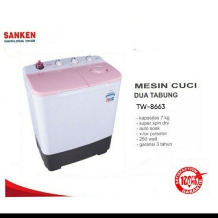 MESIN CUCI SANKEN 2 TABUNG TW8663 (PALEMBANG)