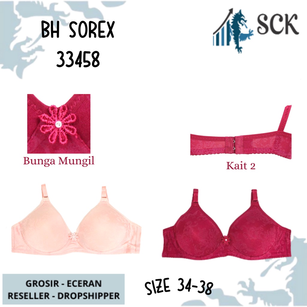 BH SOREX 33458 Tanpa Kawat Busa Tipis Motif / Pakaian Dalam Wanita - sckmenwear GROSIR