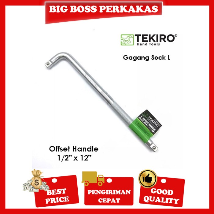 Shock Tekiro Gagang Kunci Sock L Offset Handle Kunci Sok 1/2 Inch X 12 Inch