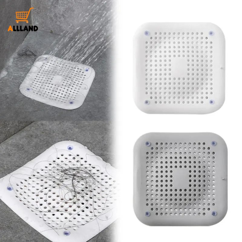 Square Silicone Sink Cover With Suction Cup / Kitchen Sink Anti-clogging Drain Cover / Bathroom Hair Catcher Floor Stopper