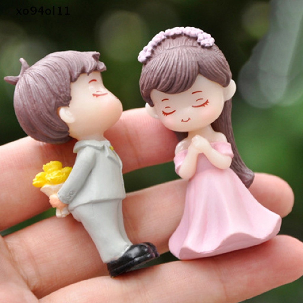 Xo 4Pcs/set Patung Pasangan Mini Lanskap Mikro DIY Miniatur Kerajinan Resin OL