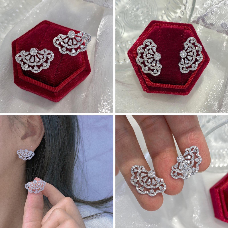 Micro-hias Anting Tusuk Full Zircon Lapis Emas Untuk Wanita Aksesoris Telinga Lembut Pribadi