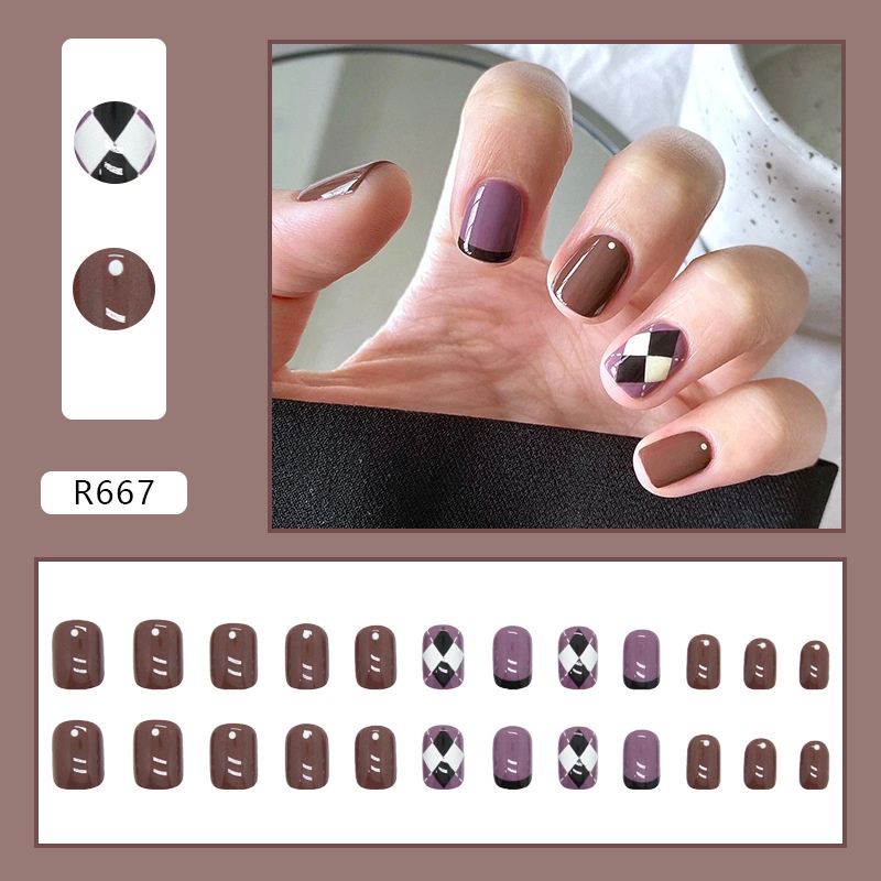 R661-R680 Full Cover Fake Nails Nail Art Tips False Nails 24 Pcs / box