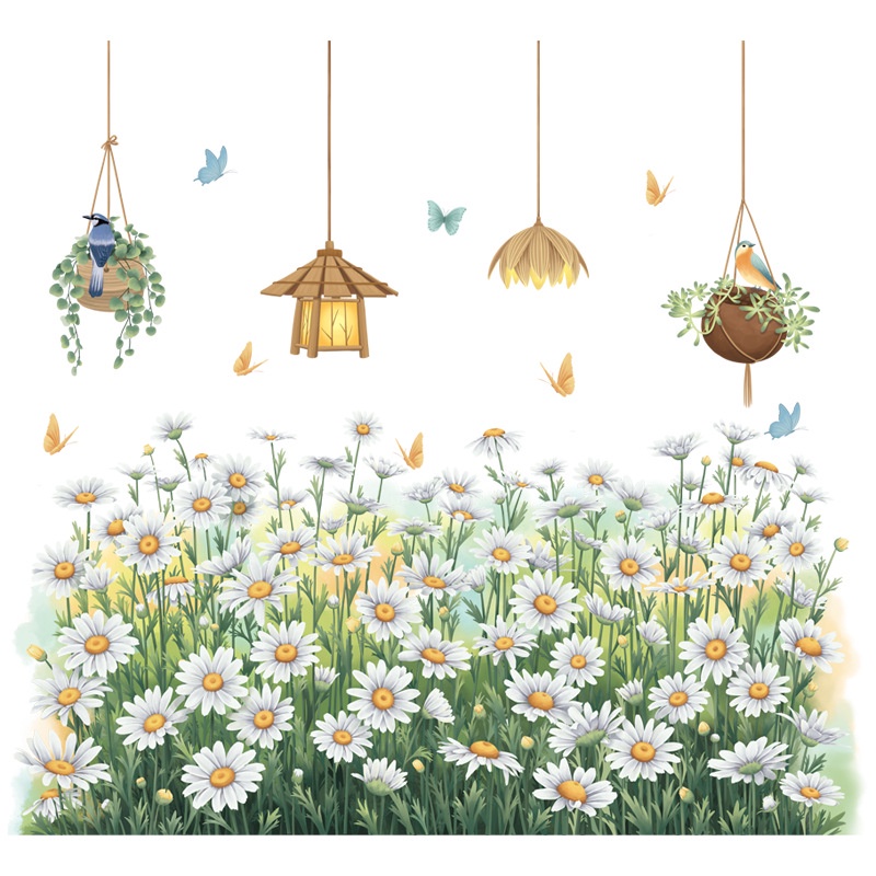 Daisy Skirting Stiker Dinding Hias Lampu Plafon Kamar Anak Kamar Tidur Background Removable Wallpaper