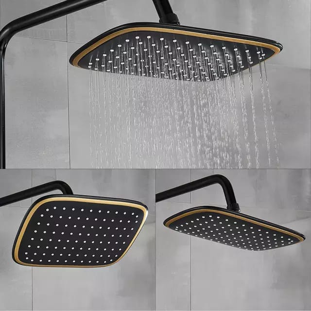 Shower Tiang Column Bathub Mixer Panas Dingin Hitam gold -shower mandi hujan rainfall black matte kolom kolum stenlis minimalis