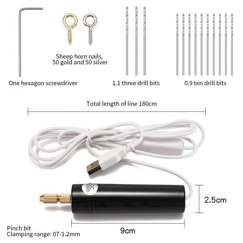 Bor Elektrik Mini Portable Micro USB dengan 3Pc Bits dan Kabel USB DC 5V Hand Drill USB/Alat Ukir Grafir/Gerinda Listrik Mini/Pen Ukir