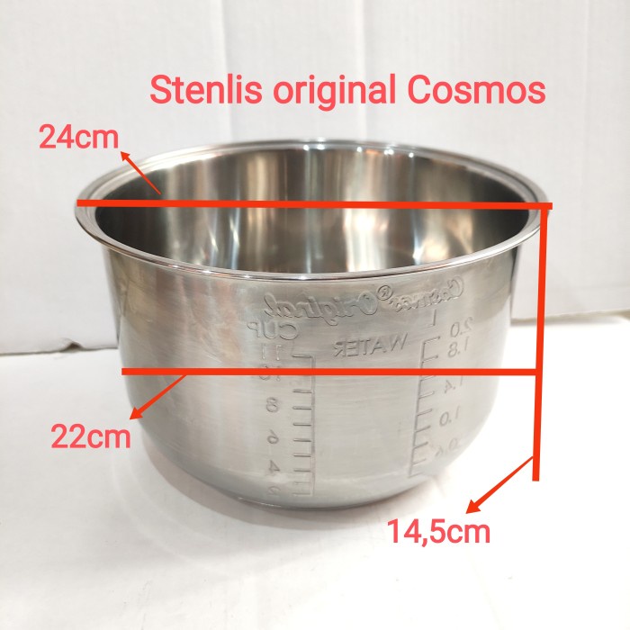 Panci Rice Cooker Teflon Mejikom 2L Bahan Stainless Original Cosmos CR