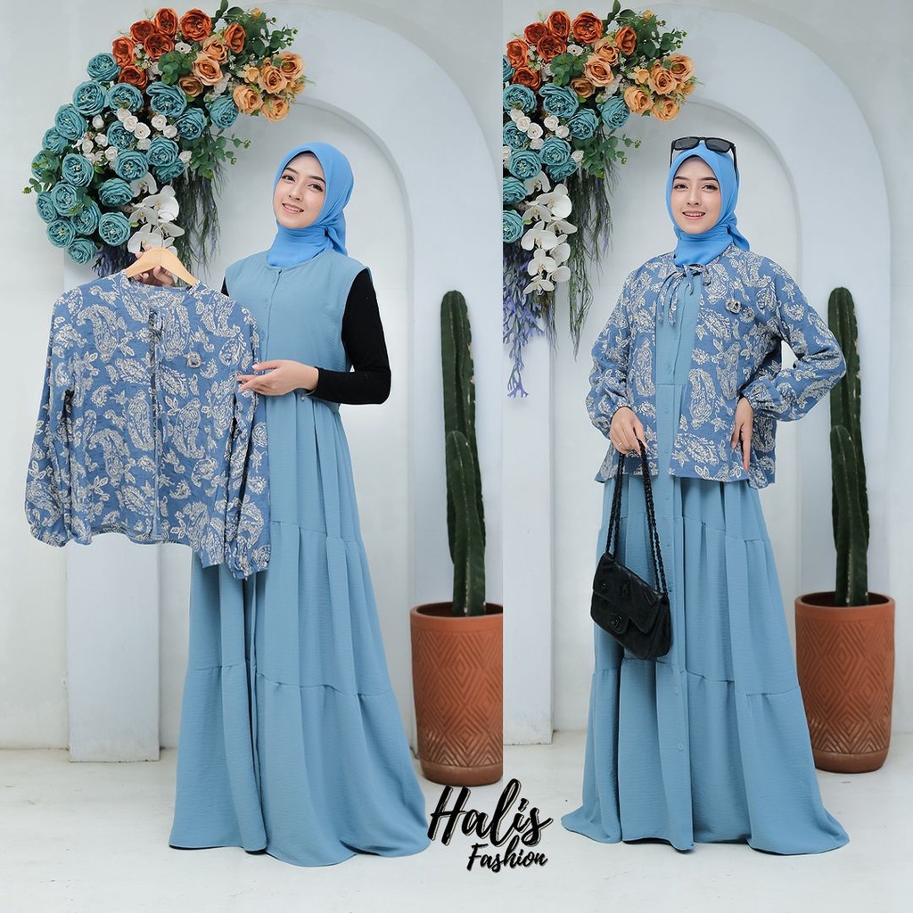 Set outer RAHMA ORI halis KARTINI KARTIKA BLEZER setelan terbaru muslim remaja wanita elegan style one set terkini motif kotak kotak