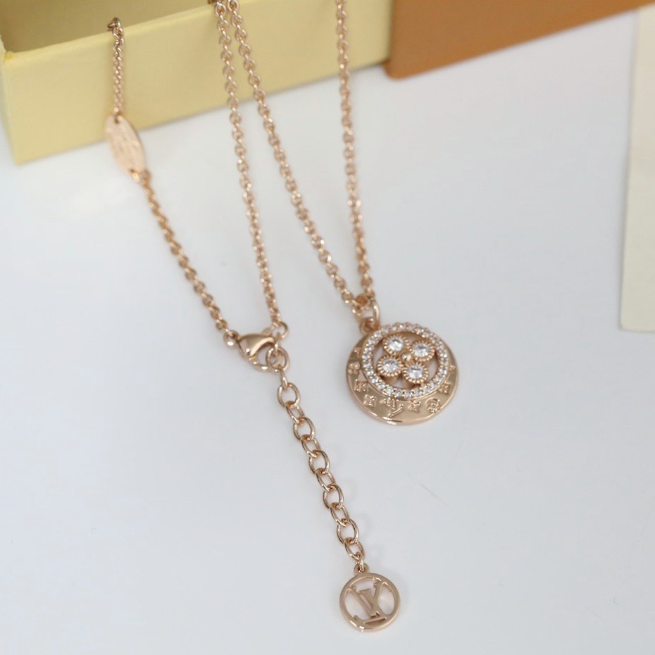 Kalung Rantai Pendek Dengan Liontin Daun Clover Untuk Wanita | Rose Gold 18k | Aksesoris Bahan Stainless Steel Untuk Wanita