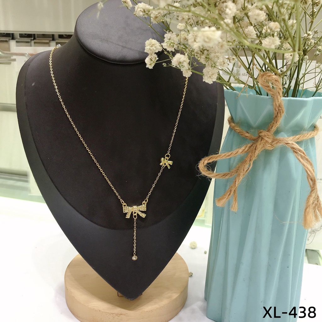 Kalung Titanium 2Rantai Permata Hitam Perhiasan Fashion 7642/438