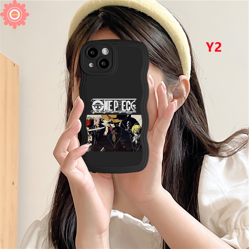 Case Luffy One Piece Anime Kartun Untuk Realme C53 C11 C12 10 9i C15 C25Y C35 C21Y C20 8Pro C20A C33 C30 C25s 8 8i C17 C25 6i 7 5 7i 5i 9Pro+ 9c3 Wavy Edge Soft Tpu Black Sarung