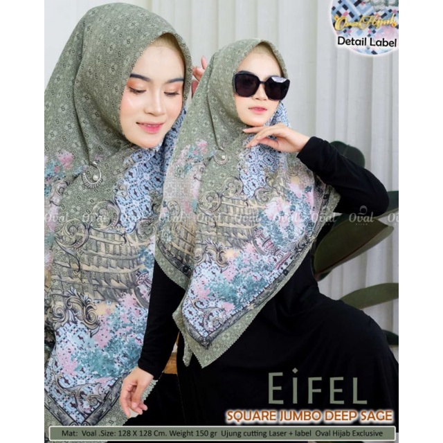 HIJAB SEGI EMPAT JUMBO MOTIF BUNGA BAHAN VOAL BY OVAL HJAB