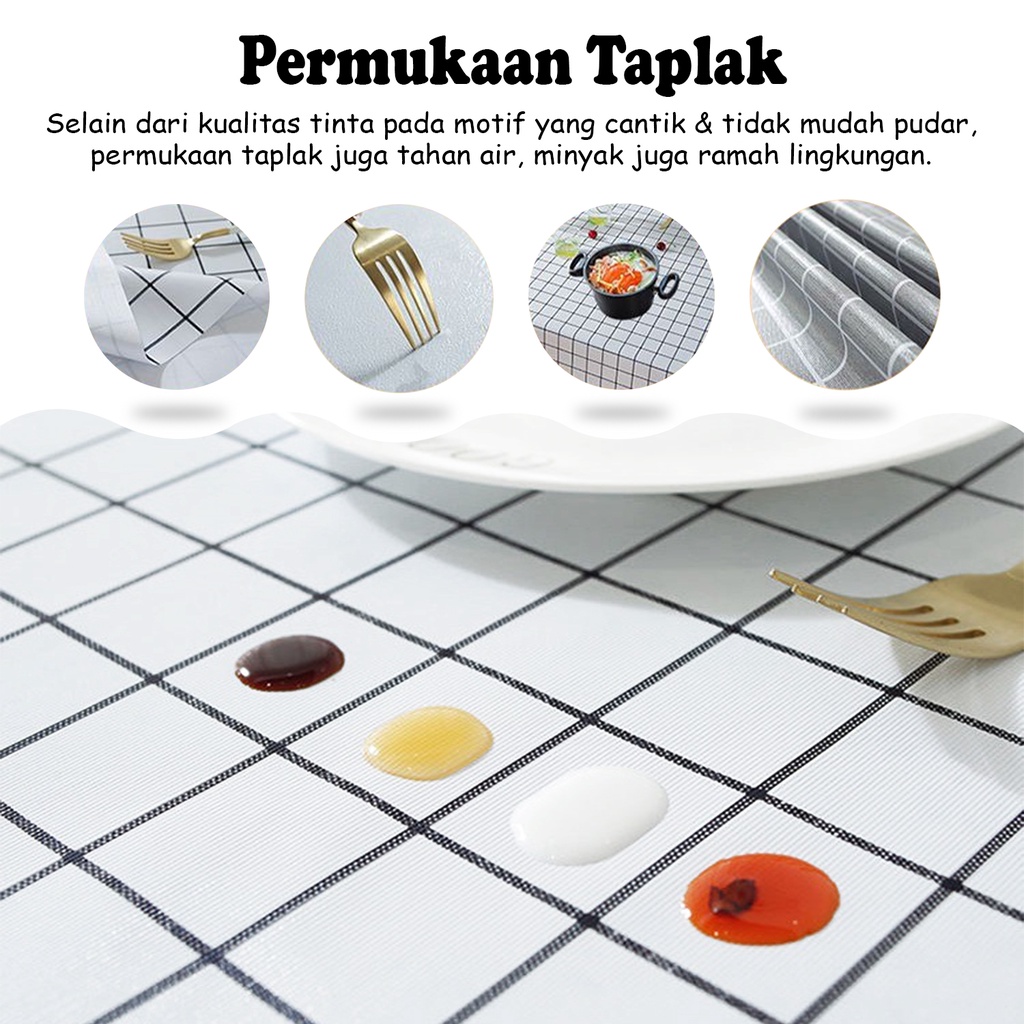 Taplak Meja Makan PEVA Tebal Persegi Panjang Ukuran 152x228cm Kualitas Premium Perlengkapan Rumah Tangga Import Terbaru - D12-3C - Lucky Star