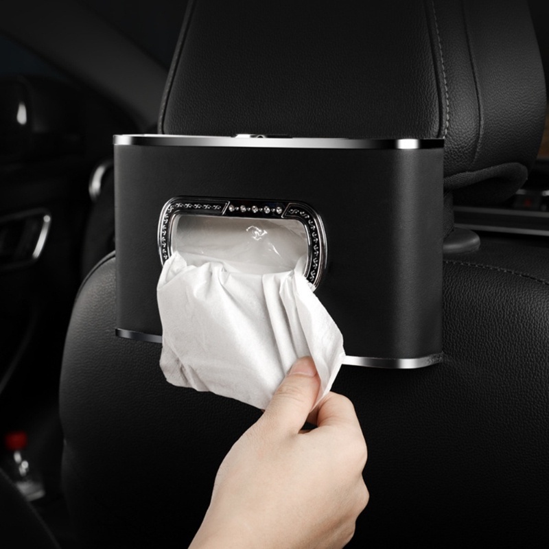 【COD】Tempat Tisu Mobil Sun Visor Mobil Kotak Tisu Mobil Multifungsi Jam Car Tissue Box Tempat Penyimpan Tisu Mobil