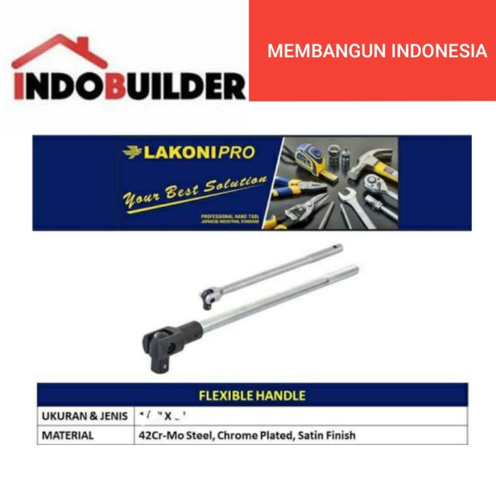 Shock Lakoni Pro Gagang Kunci Sok Fleksibel 1/2 Inch X 15 Inch