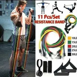 Resistance Band Set 11 PCS / Set Tali Fitnes Stretching Rope Gym Yoga