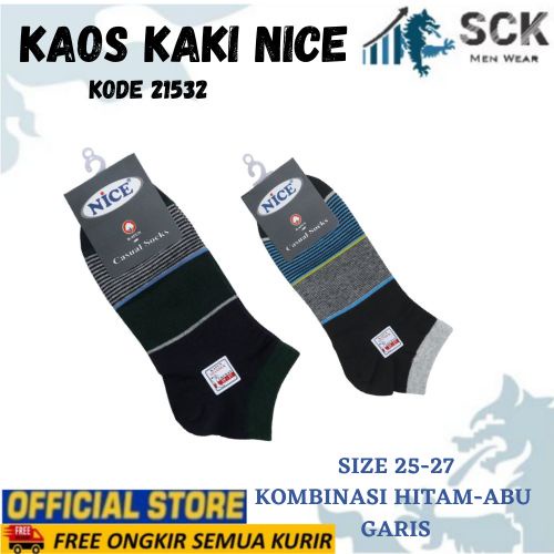 Kaos Kaki Pria NICE 21532 Tumit Polos / Kaus Kaki Invisible Socks