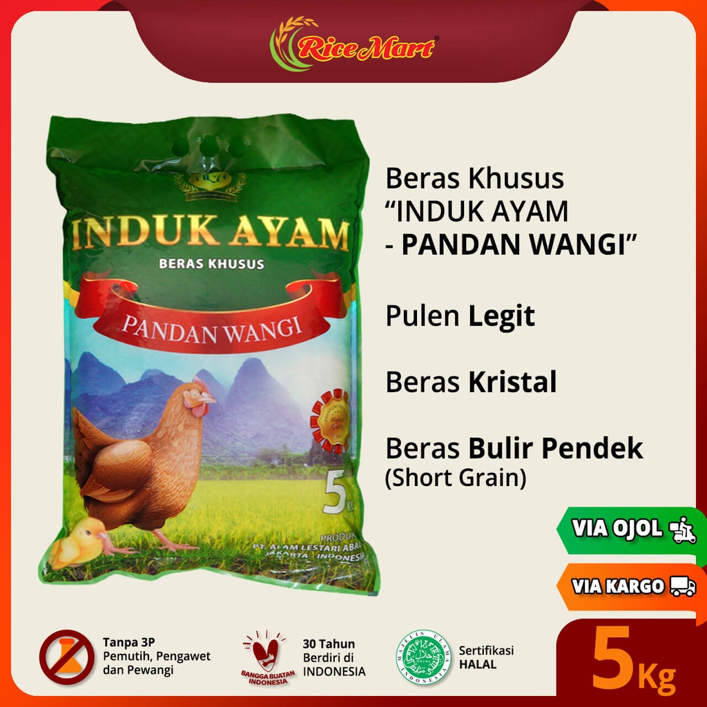 

Beras INDUK AYAM - PANDAN WANGI 5 kg - Beras Khusus - Wangi Pandan Wangi - Beras Kristal - Pulen Legit - Produk Indonesia