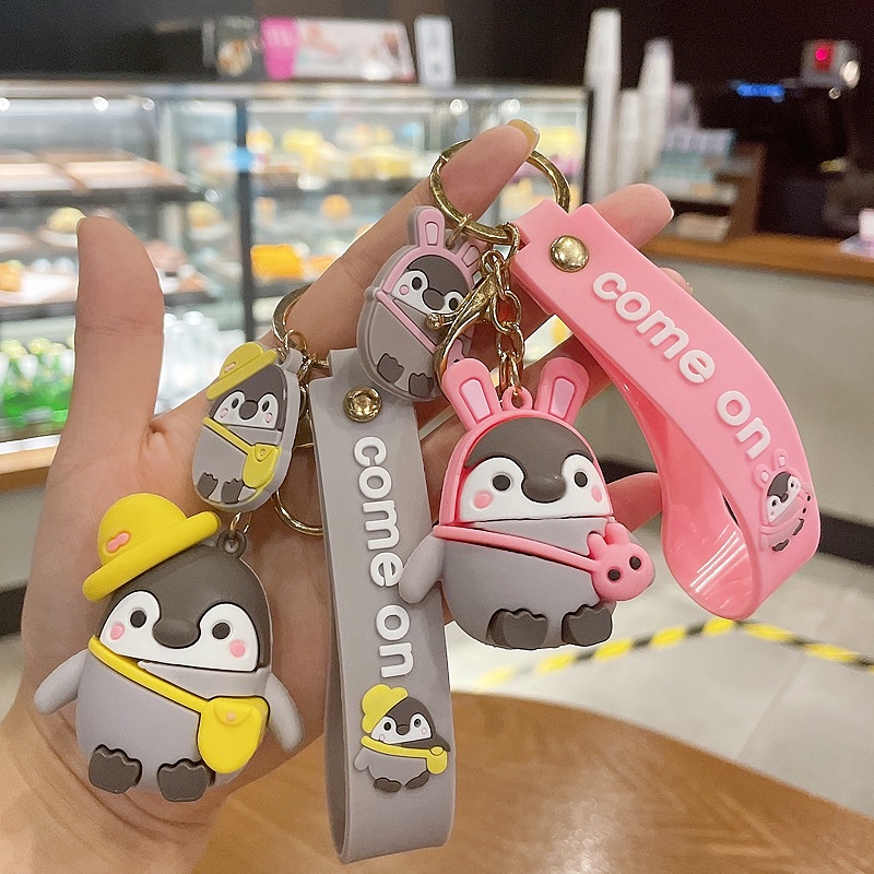 Pinguin Kartun | Liontin Tas Untuk Pria Dan Wanita | Ornamen Boneka | Gantungan Kunci Mobil Bahan Silikon