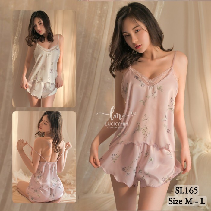Sleepwear pajamas baju tidur sexy wanita bahan satin premium 165