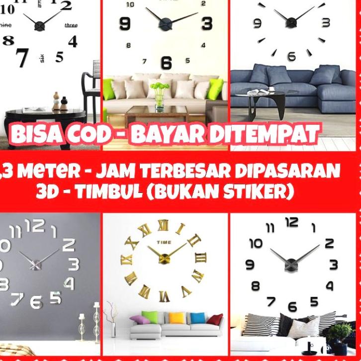 ◊ Jam Dinding Besar 80 - 130cm | Jam Dinding DIY Besar | Jam Dinding Jumbo | Jam DIY Raksasa | Jam D