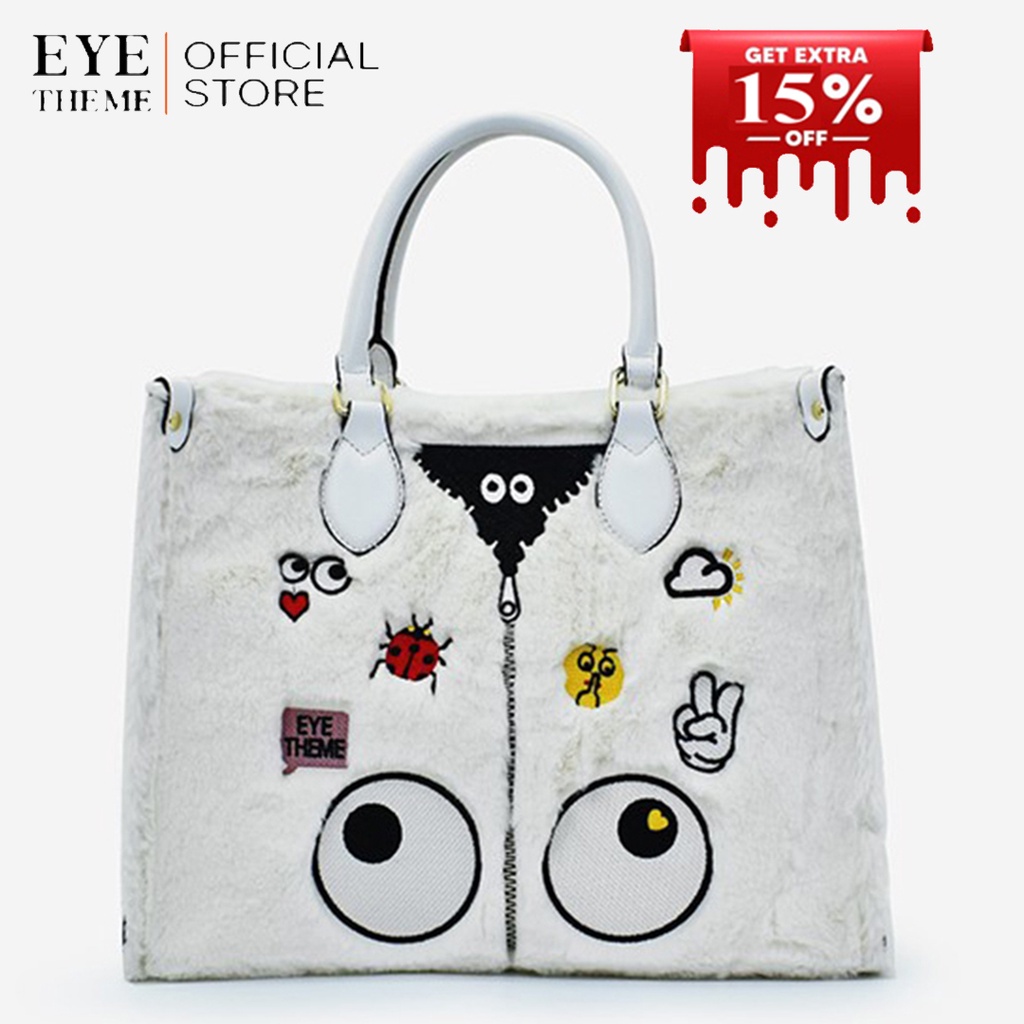 EYE THEME ~ Tas Wanita Oferry Faux Fur Eye Theme Printed Tote Bag 9454-307