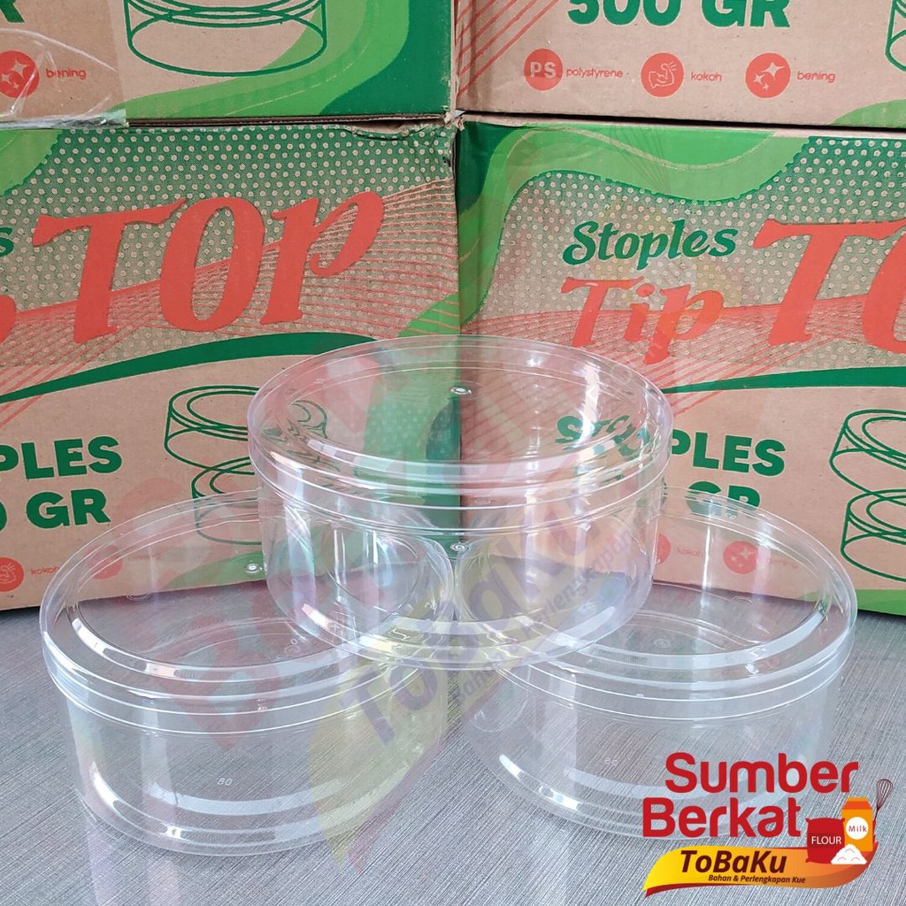 Toples Mika Plastik Bulat Tempat Kue Kering Nastar 1/4 kg 1/2 kg 250 gram 500 gram Mika Kue Kering T
