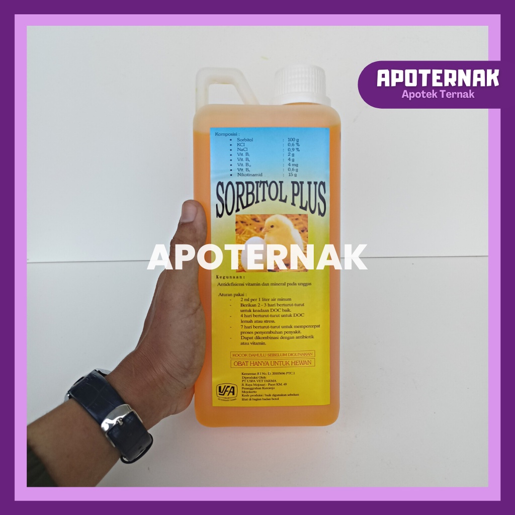 SORBITOL PLUS 1 L | multiVitamin Ayam Cairan Penganti Gula Pada Anak Ayam DOC Meningkatkan Kesehatan &amp; Pertumbuhan, Menghilangkan Stress, Mengurangi Angka Kematian DOC | USFA