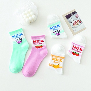 ⭐️𝐈𝐇𝐒 𝟗𝟖𝟑 𝐋𝐚𝐦𝐩𝐮𝐧𝐠⭐️Kaos Kaki Pria Wanita Motif Milk Kaos Kaki Panjang Casual Style