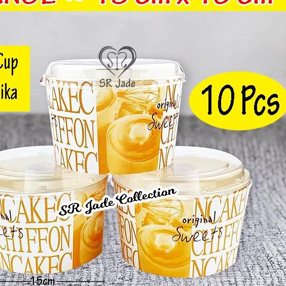 ۩ Loyang Chiffon Kertas Premium + Tutup Mika / Baking Cup Case 15 Cm 11,5 cm Mini Chiffon ~ SR Jade 