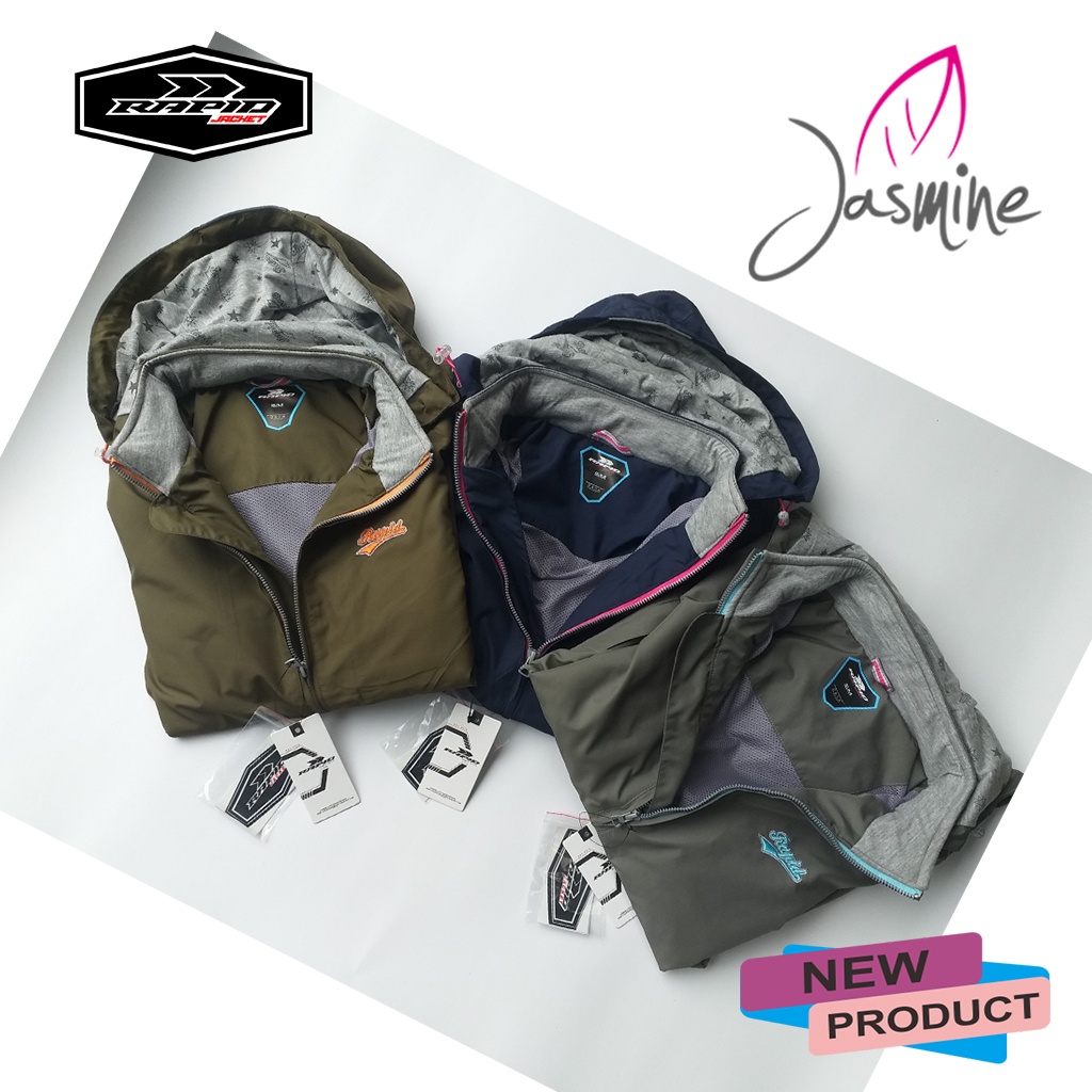 Jaket motor hoodie parasut premium wanita RAPID JASMINE  jacket parasit motor cewe anti air dan antiangin