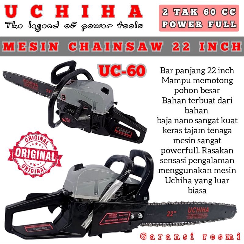 UCHIHA CHAINSAW MESIN GERGAJI POTONG TEBANG POHON KAYU CHAIN SAW 22 INCH